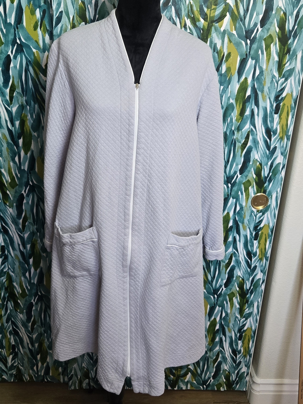 Eileen West Moonstone Cotton Diamond Quilt Full Zip Robe Loungewear